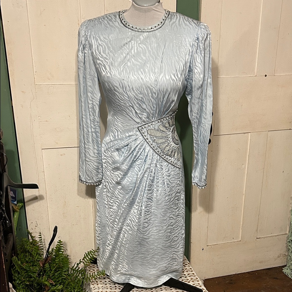 EC Vntg D'ore 100% Silk Evening Cocktail Dress 90-Y2K Wedding MotherBrideGroom